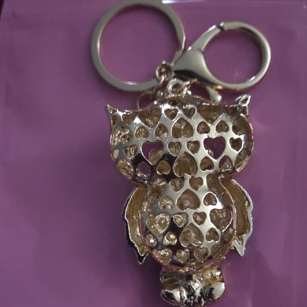 Blue Crystal Owl Keychain Women's Accessory
